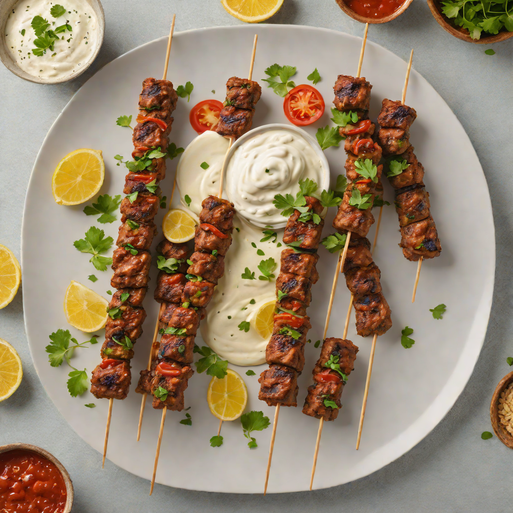 Spiced Syrian Lamb Kofta Skewers with Garlic Yogurt Sauce
