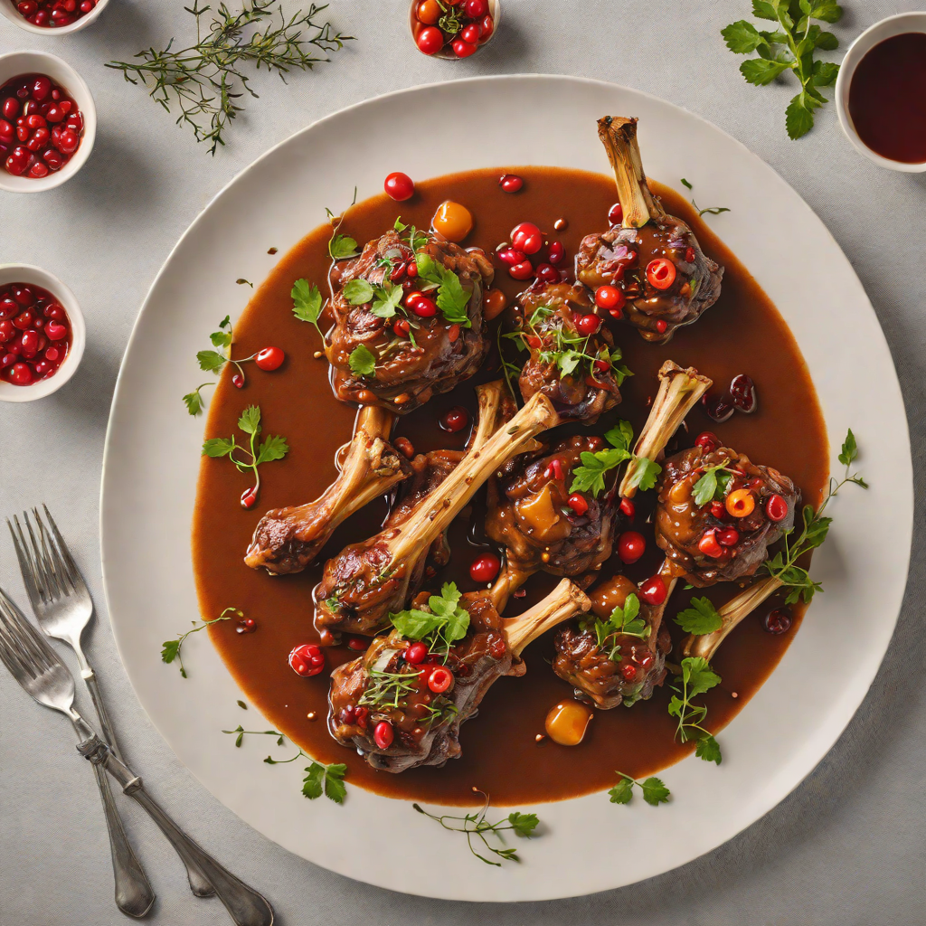 Slow-Cooked Lamb Shanks with Pepperberry and Quandong Sauce
