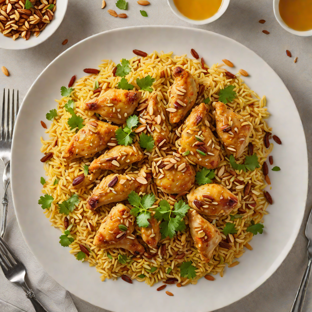 Saffron-Infused Chicken Machboos with Toasted Almonds
