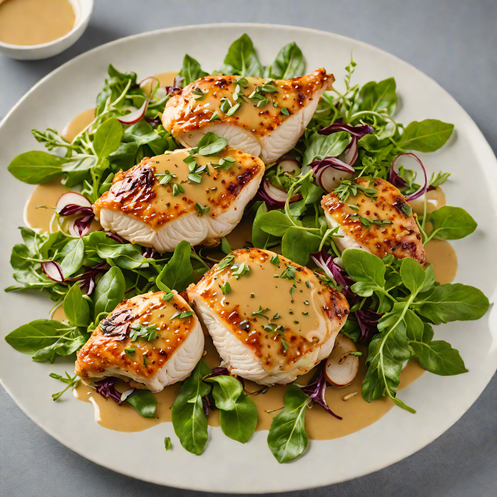 Pan-Seared Chicken with Honey Mustard Glaze and Spring Greens