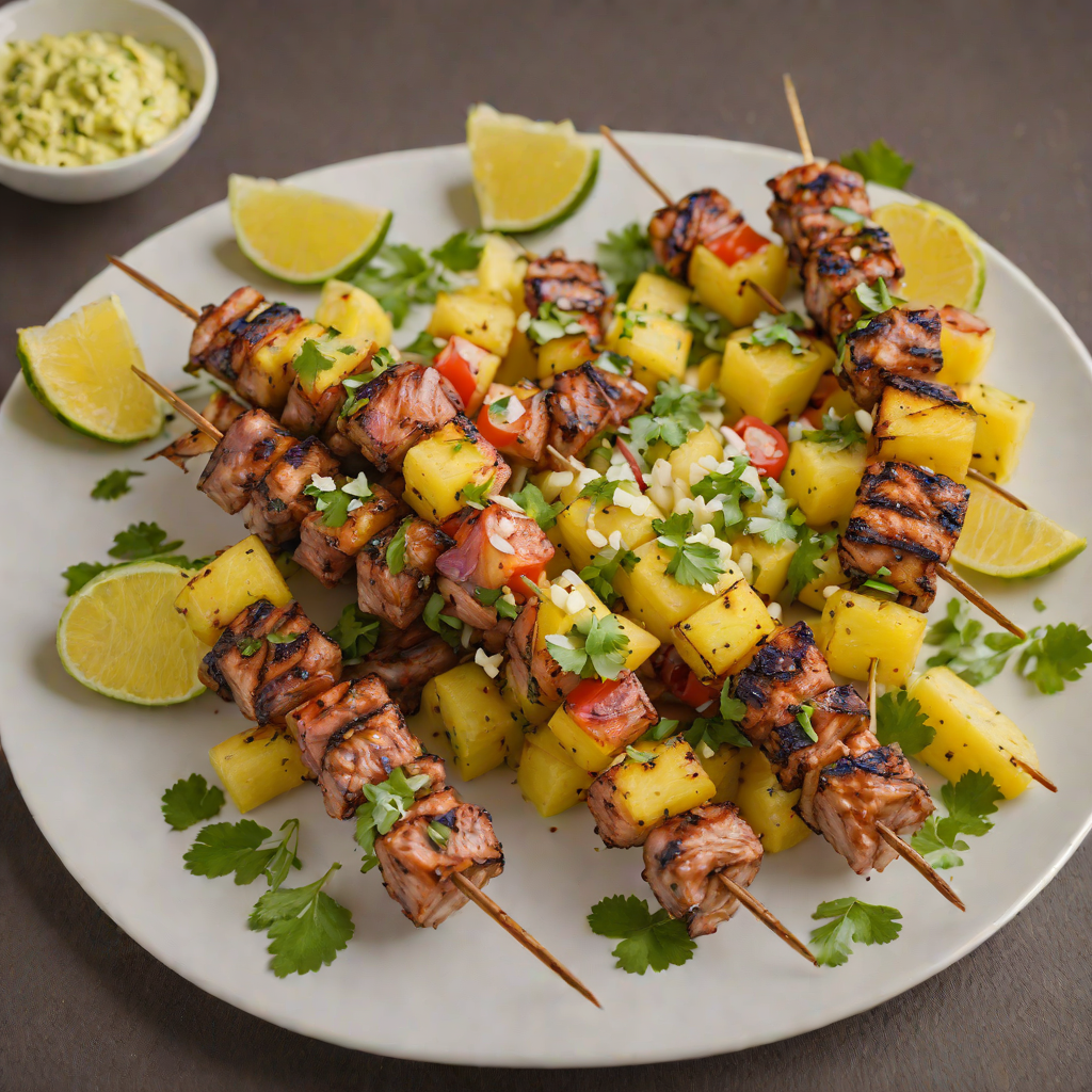 Mezcal-Rubbed Grilled Pork Skewers with Pineapple Salsa
