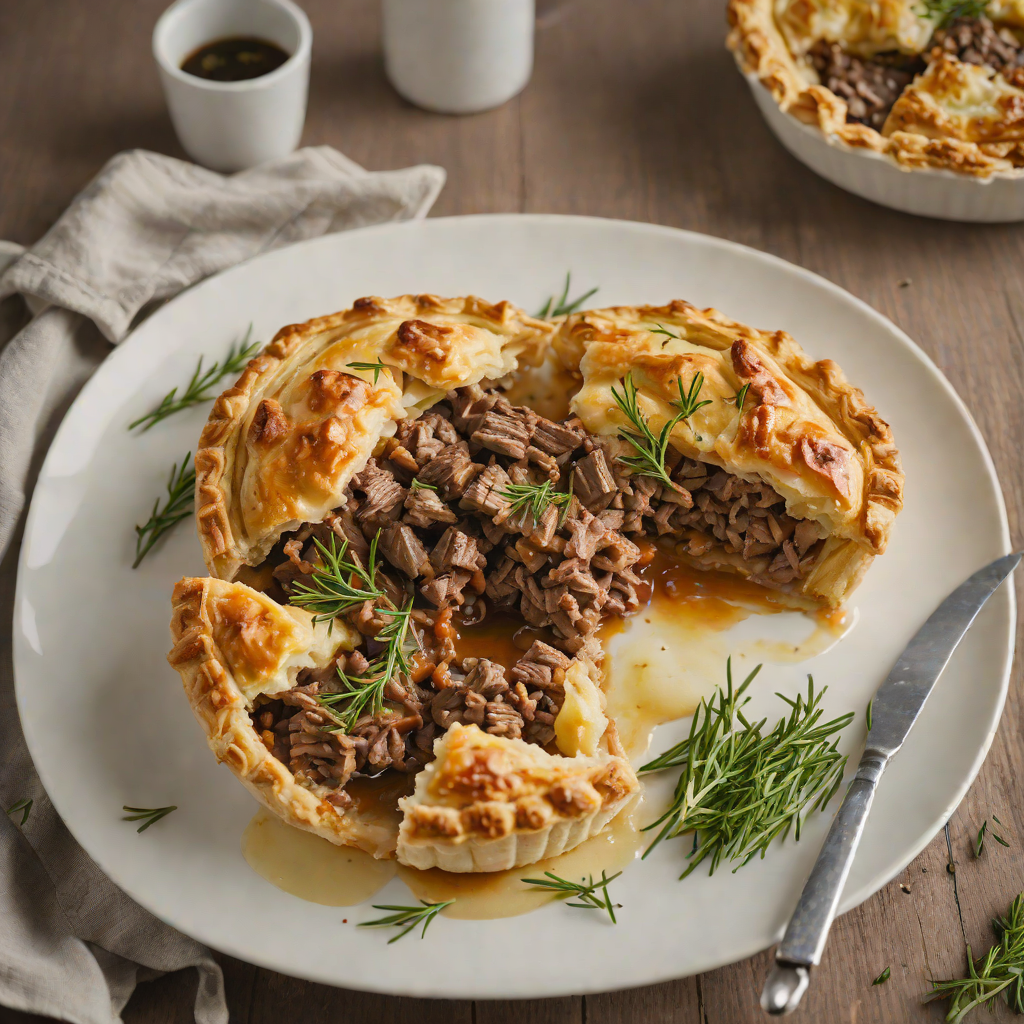 Slow-Cooked Beef and Rosemary Pie with Puff Pastry Lid