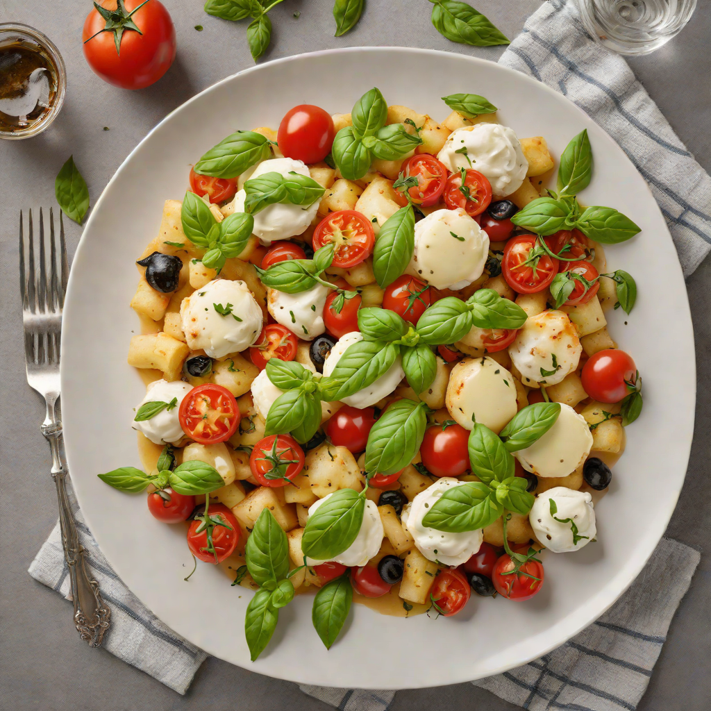 Baked Gnocchi Caprese with Mozzarella and Basil