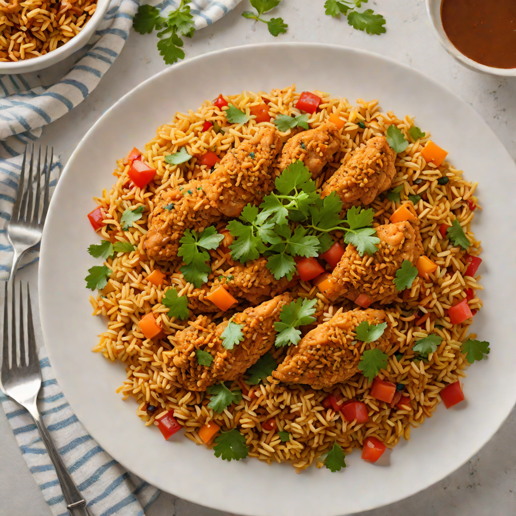 Sheet Pan Nigerian Jollof Rice with Spiced Chicken