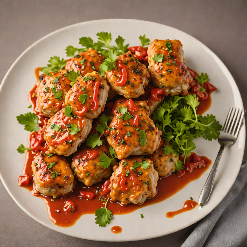 Sautéed Chicken Thighs with Garlic and Roasted Red Pepper Sauce