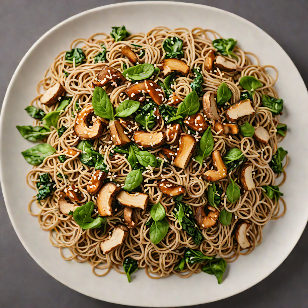 Sautéed Shiitake Mushroom and Spinach Soba Noodles