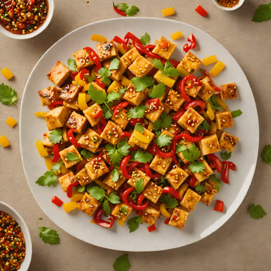 Stir-Fried Spicy Garlic Tofu with Bell Peppers