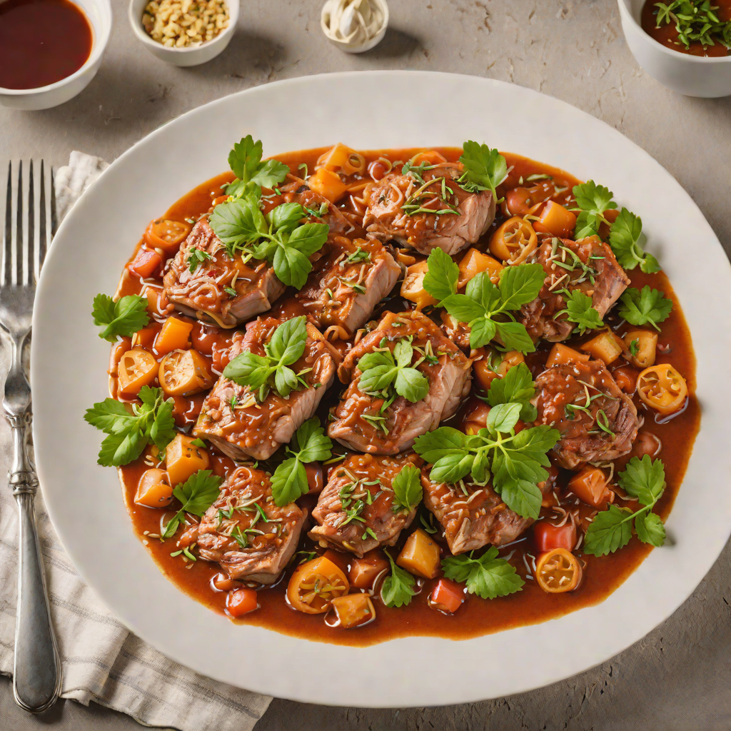 Slow-Cooked Pork with Garlic and Oregano in Tomato Sauce