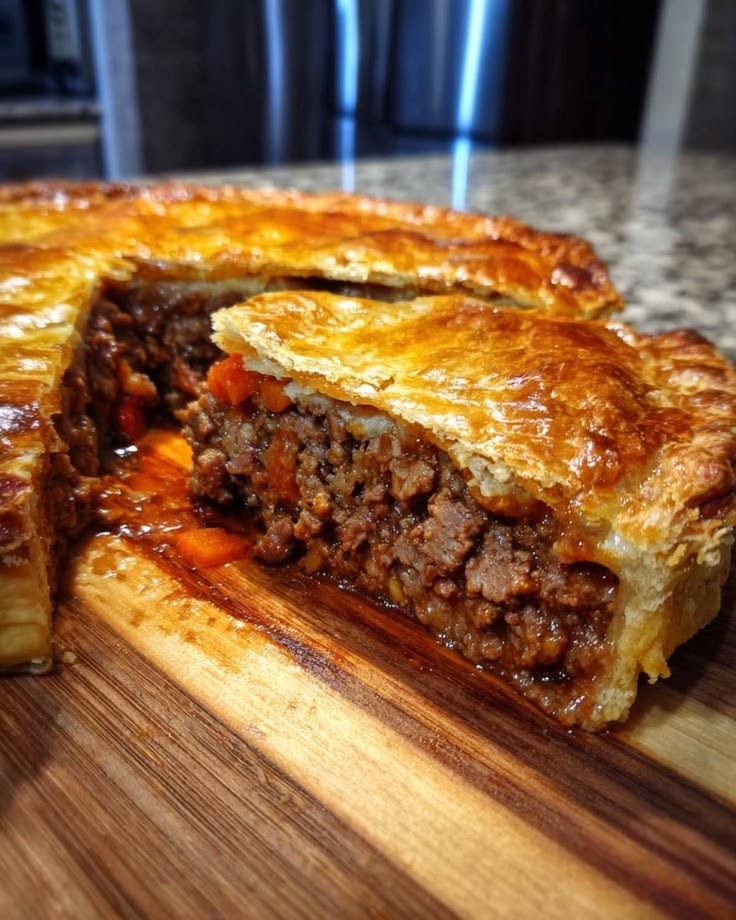 Slow-Cooked Beef Pie with Golden Puff Pastry Lid