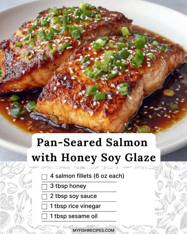 Pan-Seared Salmon with Ginger-Soy Glaze and Sesame Asparagus