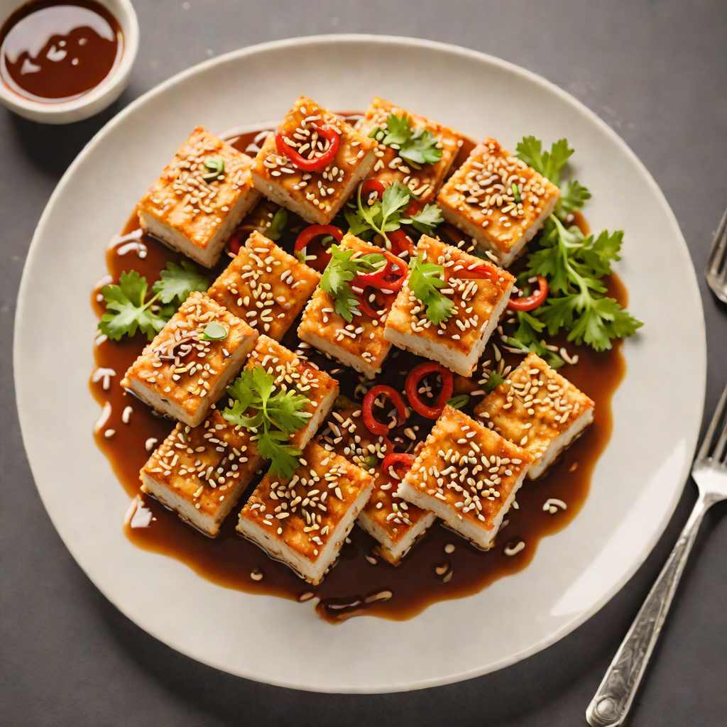 Crisp Pan-Fried Tofu with Spicy Sesame Sauce