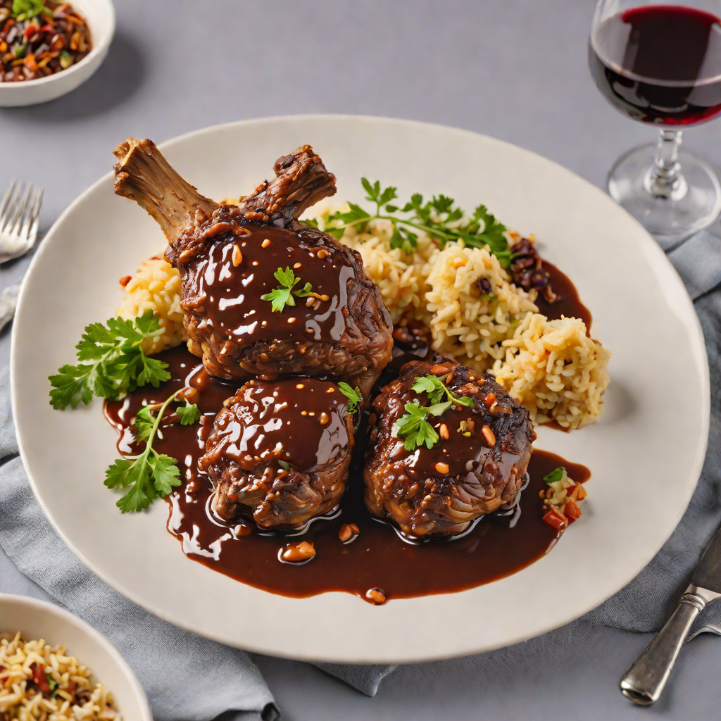 Slow-Cooked Lamb Shank with Vegemite and Red Wine