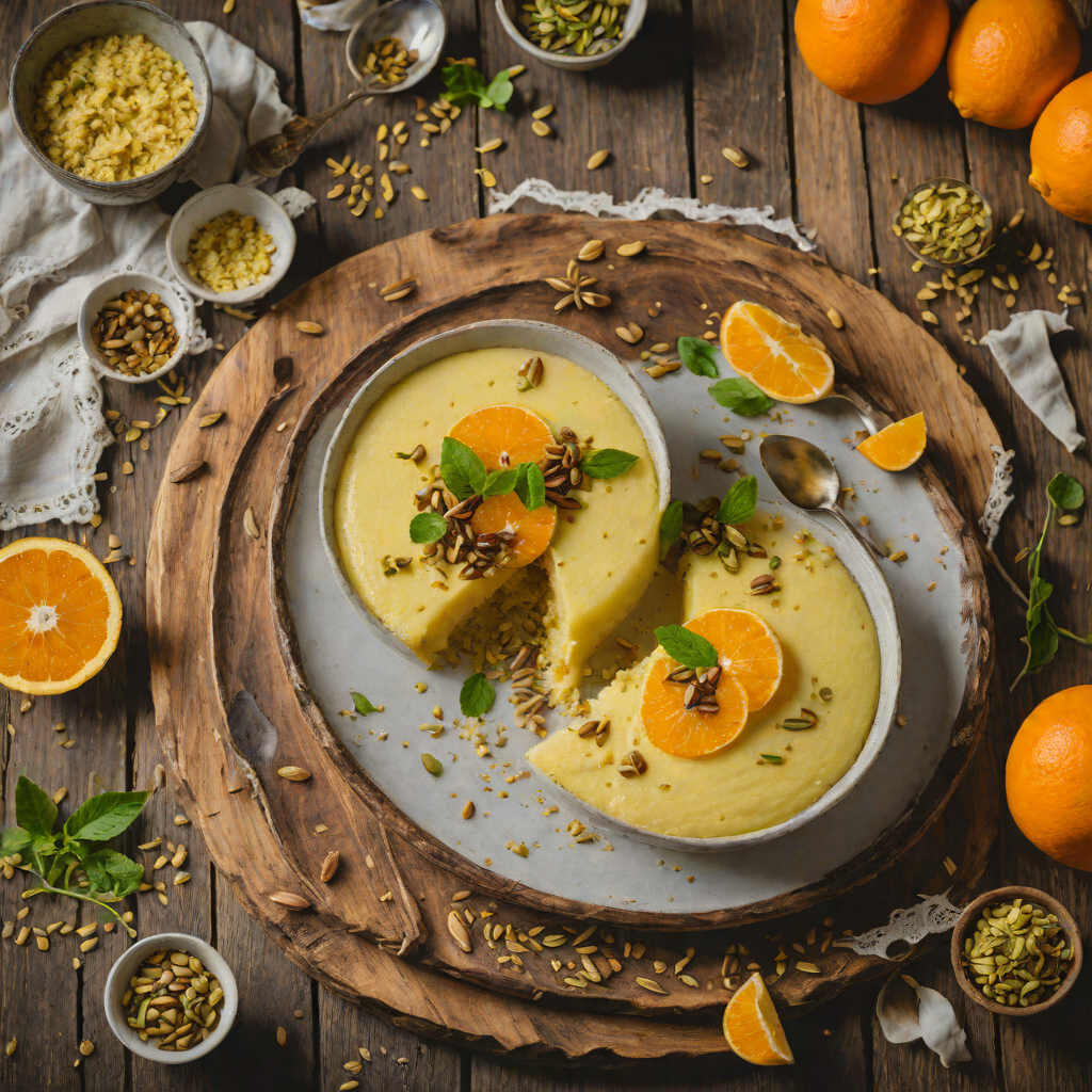 Orange-Cardamom Semolina Pudding with Pistachio Crunch