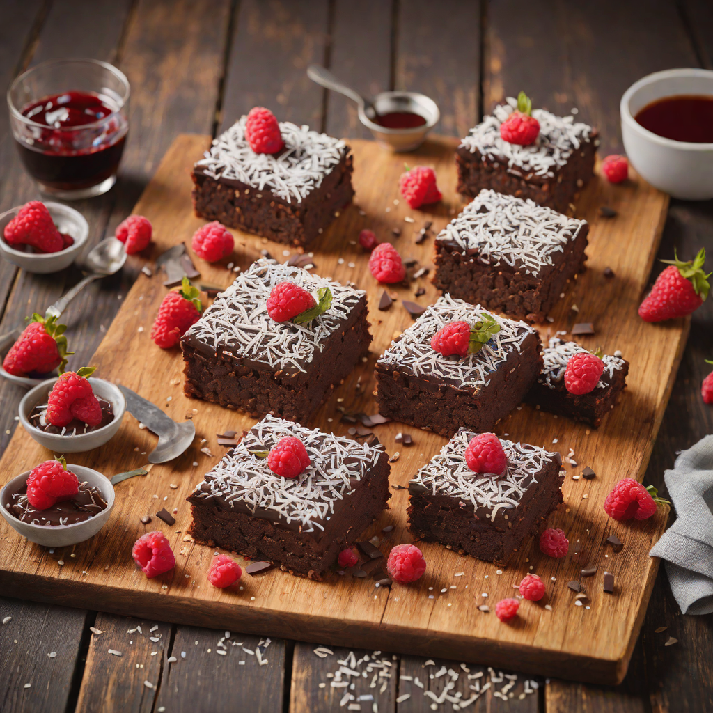 Chocolate Lamington Cake Squares with Raspberry Jam