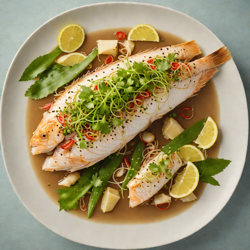 Coconut-Lemongrass Steamed Fish with Ginger-Soy Sauce