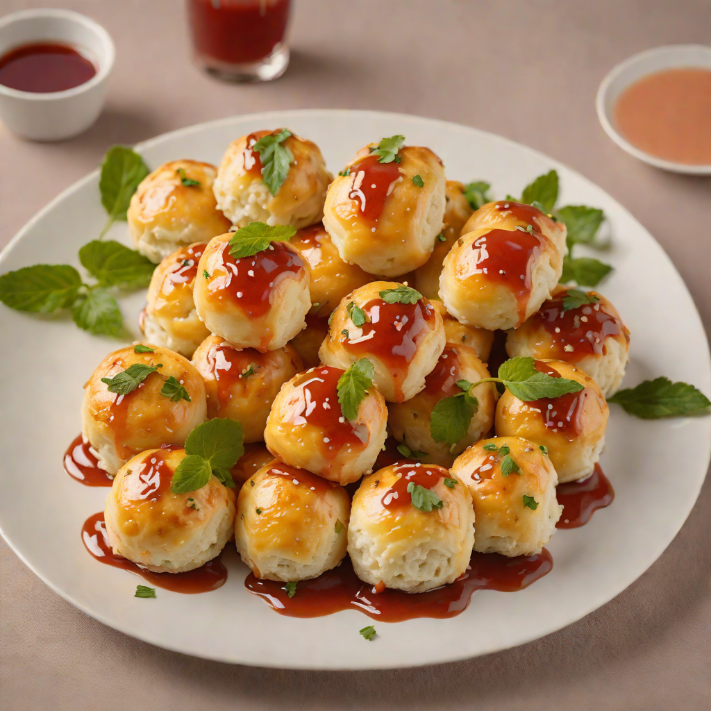 Pan-Fried Cheese Bread Rolls with Guava Glaze