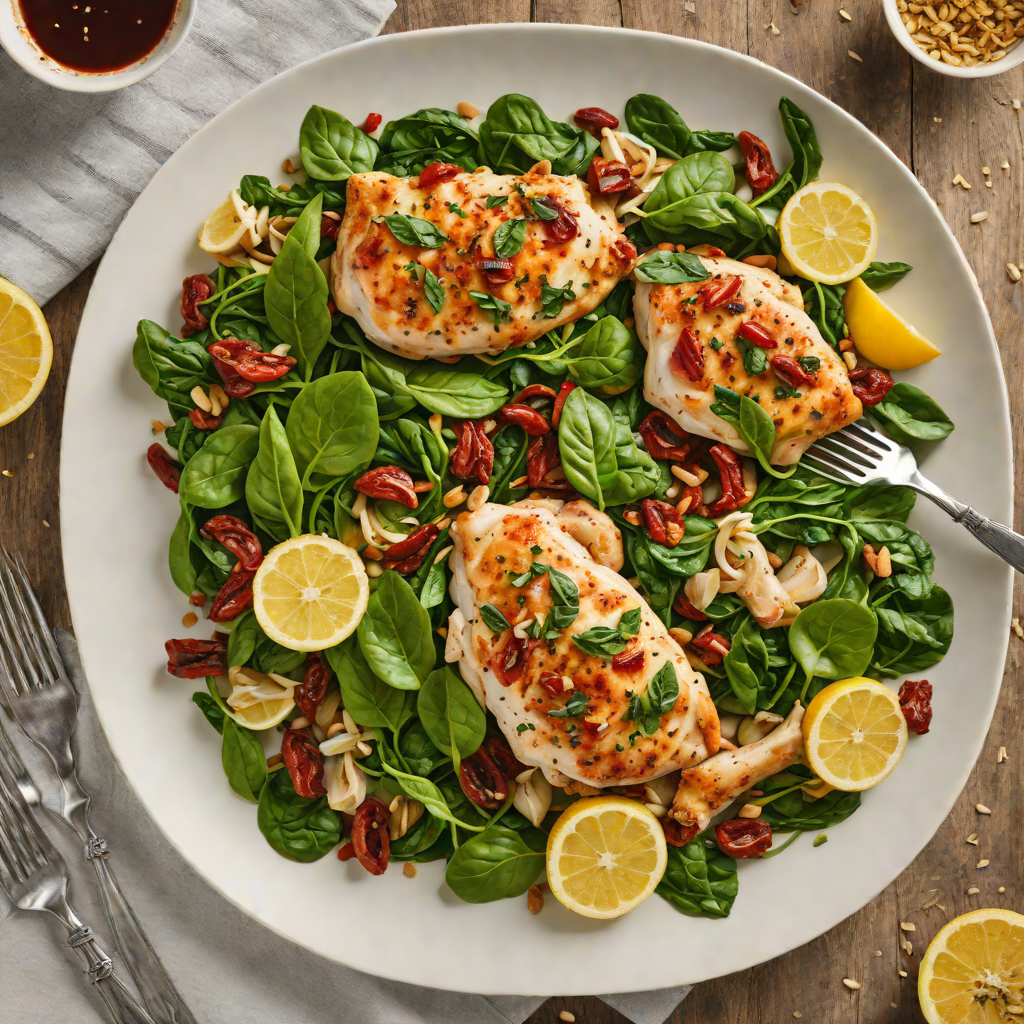 One-Pot Lemon Garlic Chicken with Spinach and Sun-Dried Tomatoes