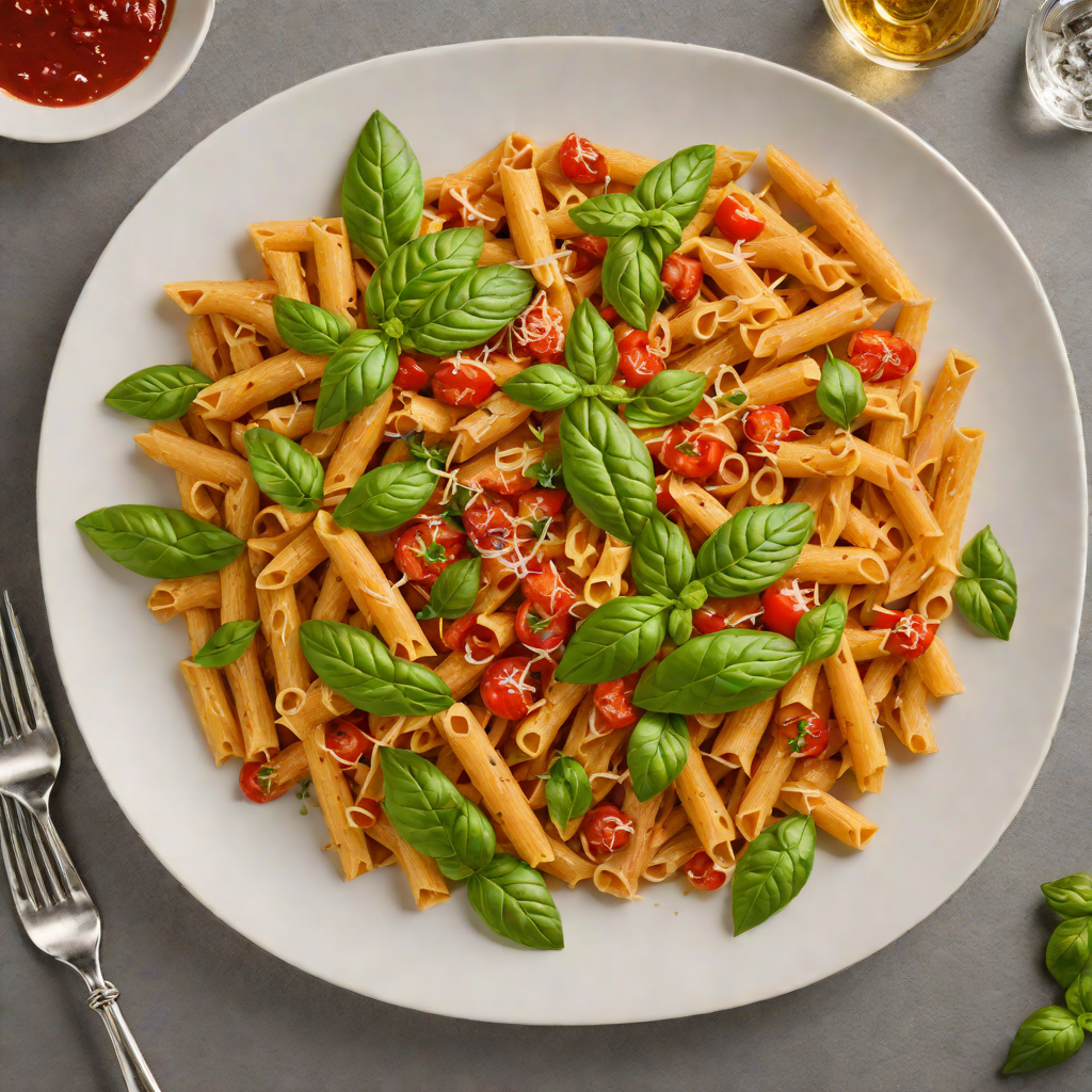 Vodka-Infused Spicy Tomato Penne with Fresh Basil