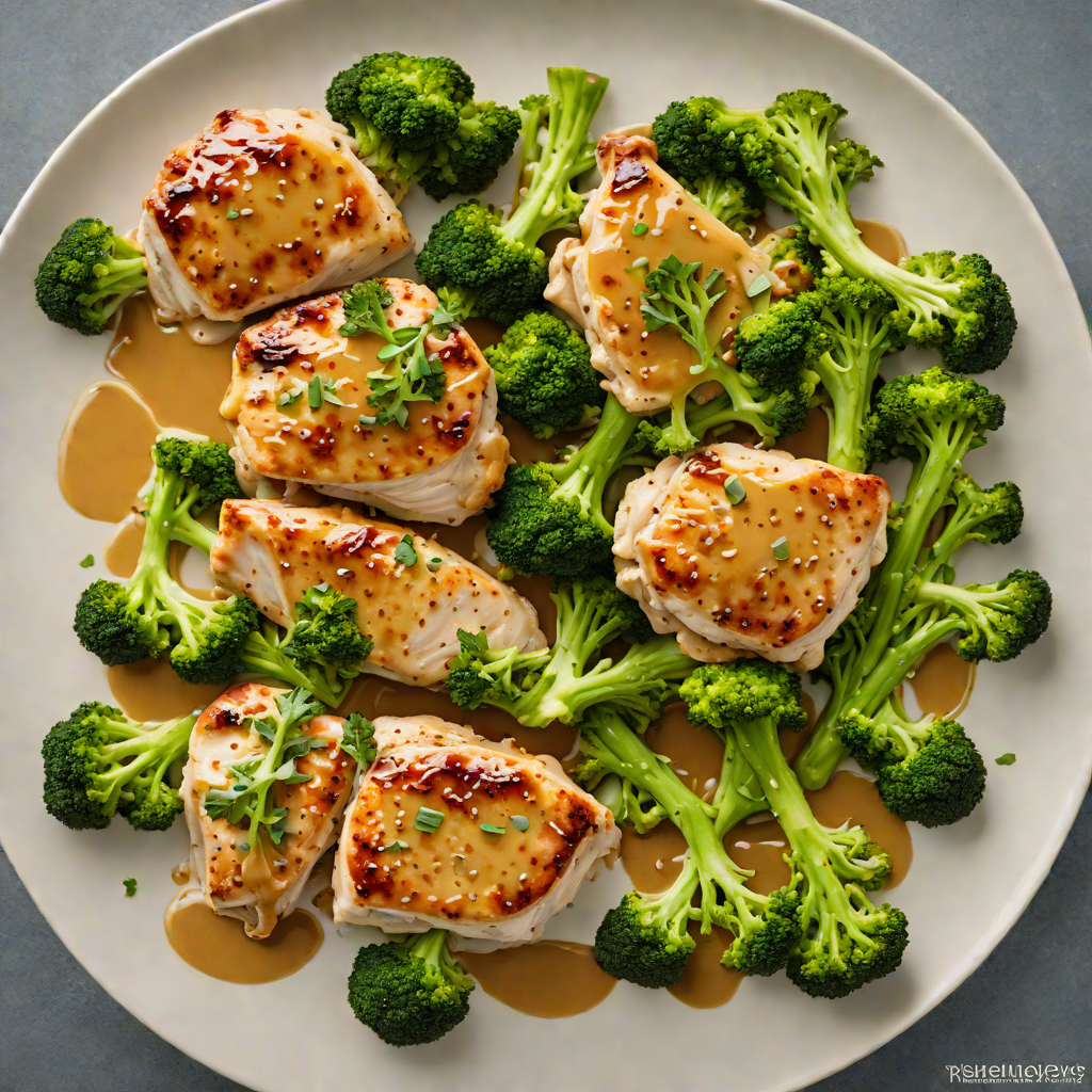 Pan-Seared Chicken with Honey Mustard Glaze and Roasted Broccoli