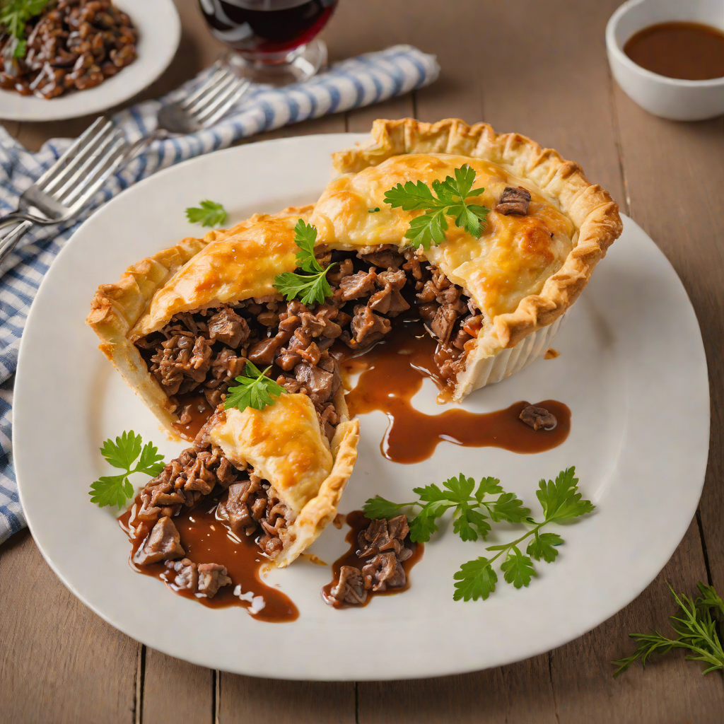 Oven-Baked Meat Pie with Beef and Red Wine Gravy