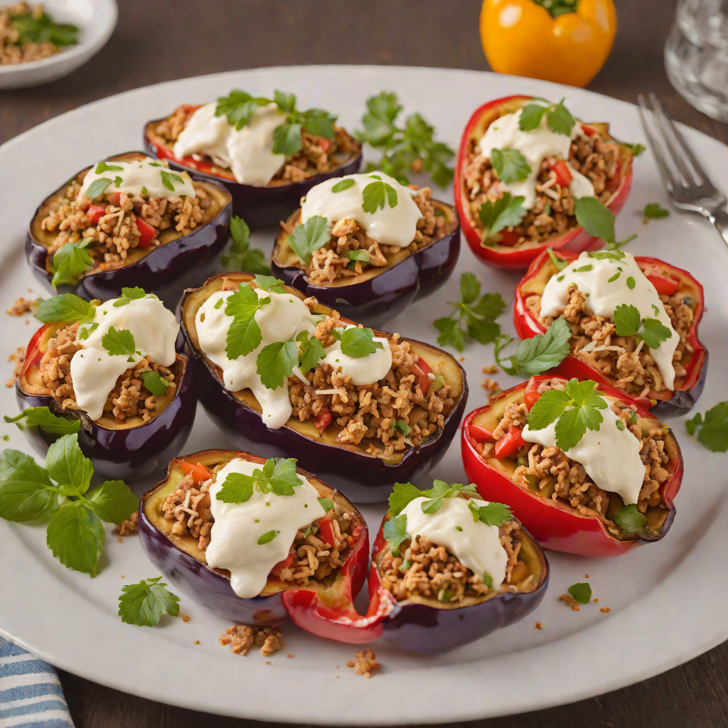 Eggplant-Stuffed Bell Peppers with Ground Turkey and Mozzarella