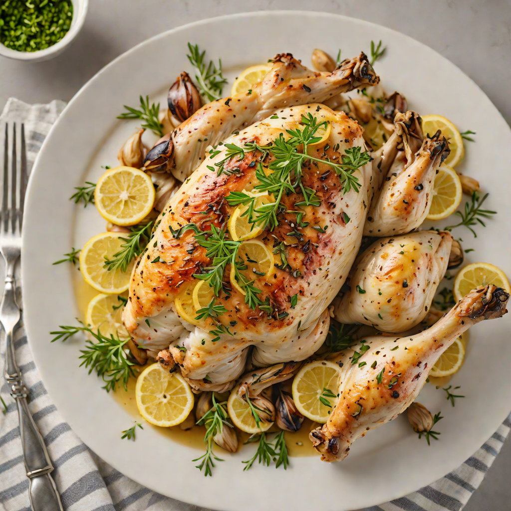 Baked Lemon-Herb Chicken with Roasted Garlic and Thyme
