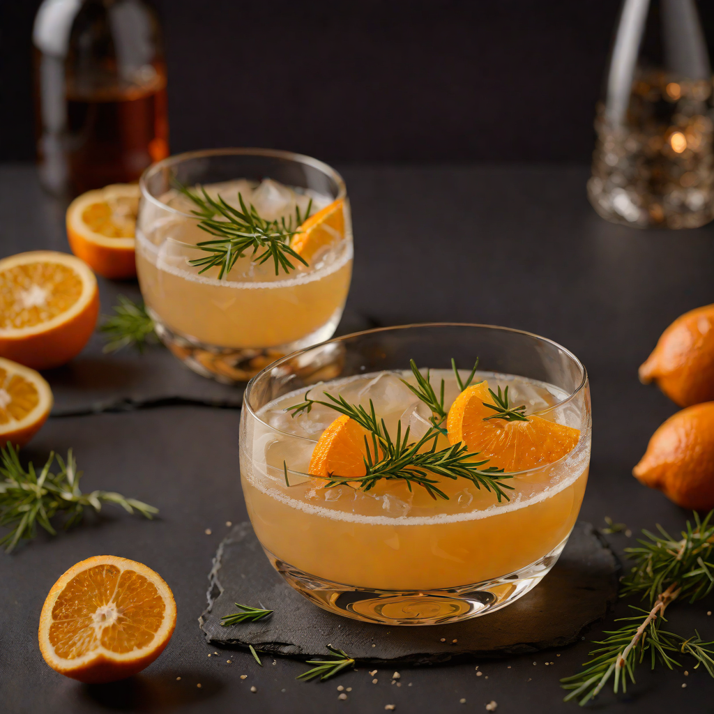 Smoky Orange Whiskey Sour with Charred Rosemary