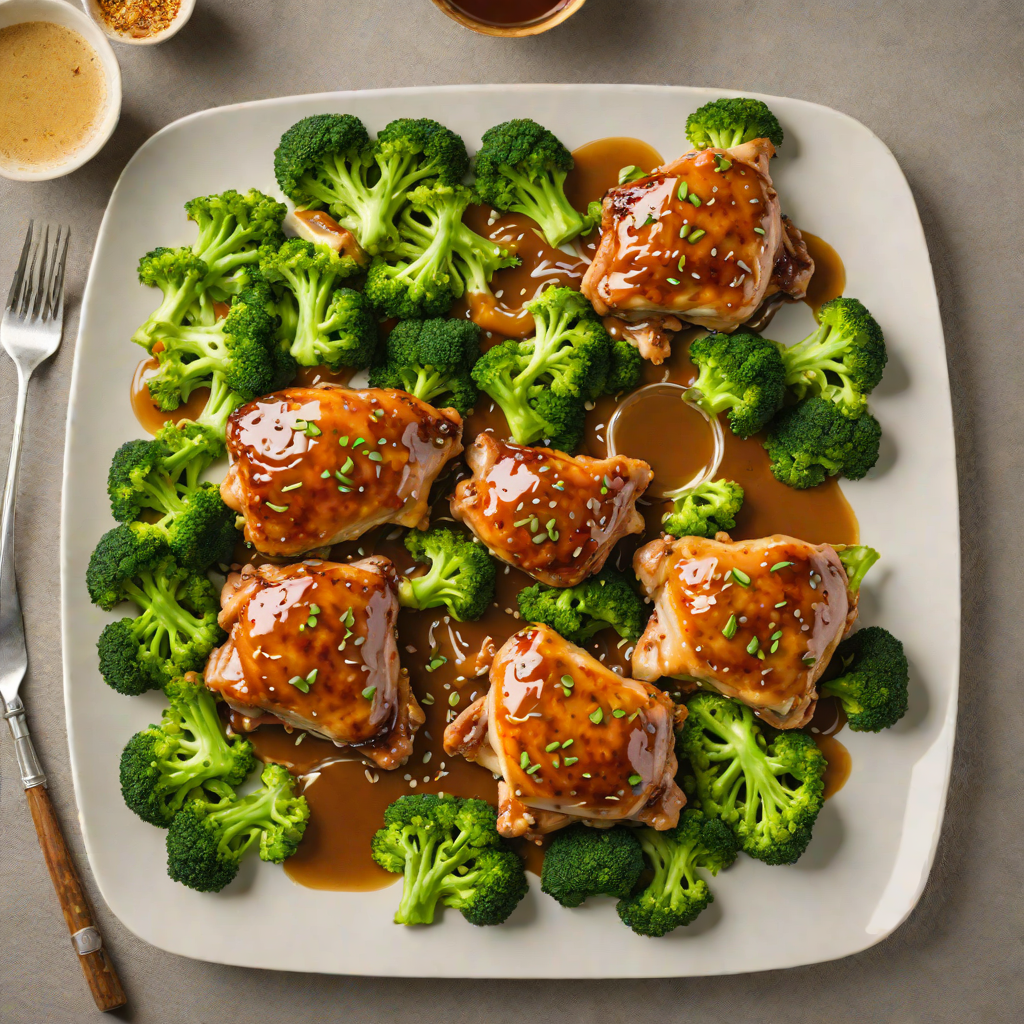 Sheet Pan Honey-Soy Glazed Chicken Thighs with Sesame Broccoli