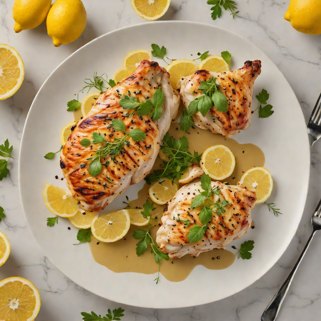 Pan-Seared Chicken with Half-Roasted Lemon and Herb Sauce