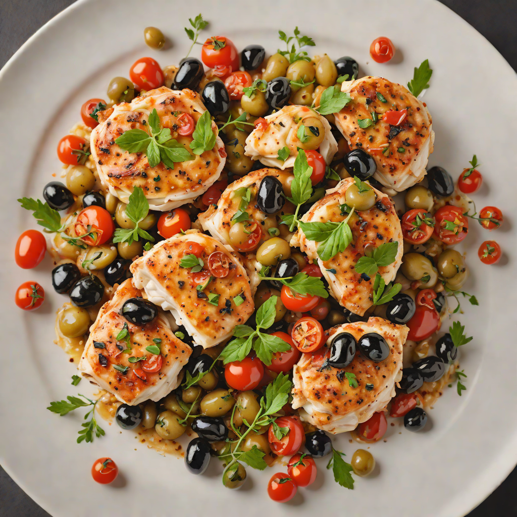 Sautéed Garlic Chicken with Mediterranean Olives and Tomatoes