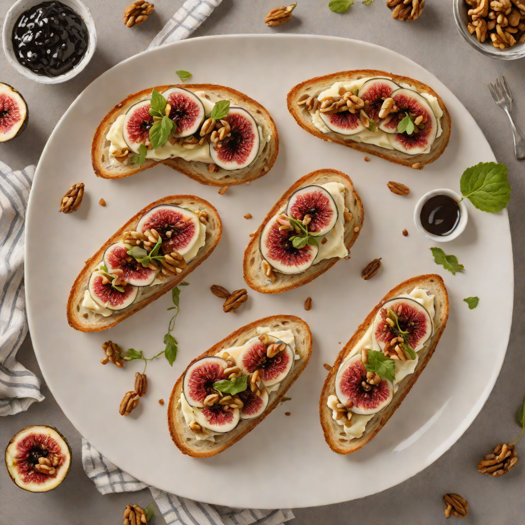 Warm Brie and Fig Jam Tartines with Toasted Walnuts