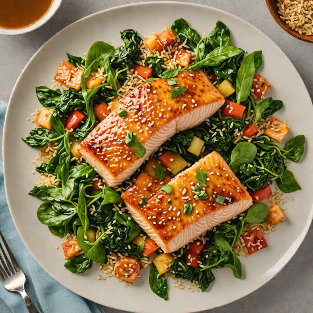 Miso-Glazed Salmon with Sesame-Spinach Stir Fry