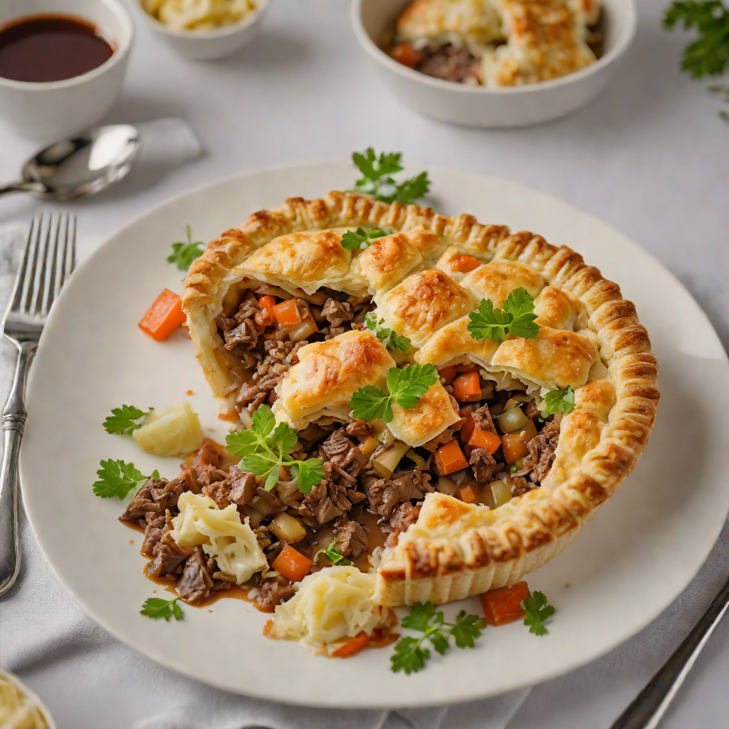 Slow-Cooked Beef and Vegetable Pie with Puff Pastry