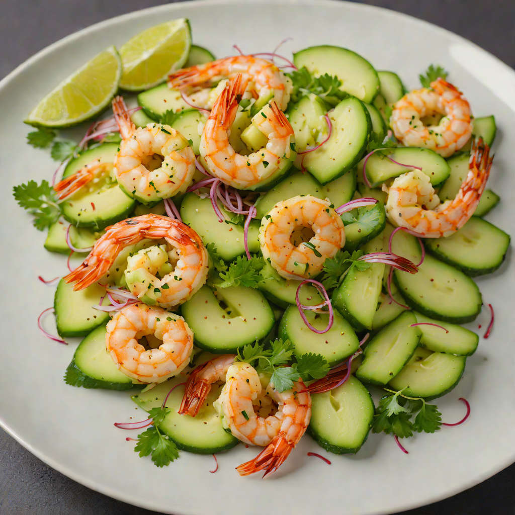 Sautéed Shrimp with Avocado and Cucumber Salad