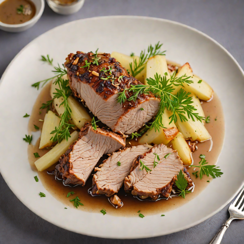 Slow-Cooked Pork Shoulder with Apple and Fennel