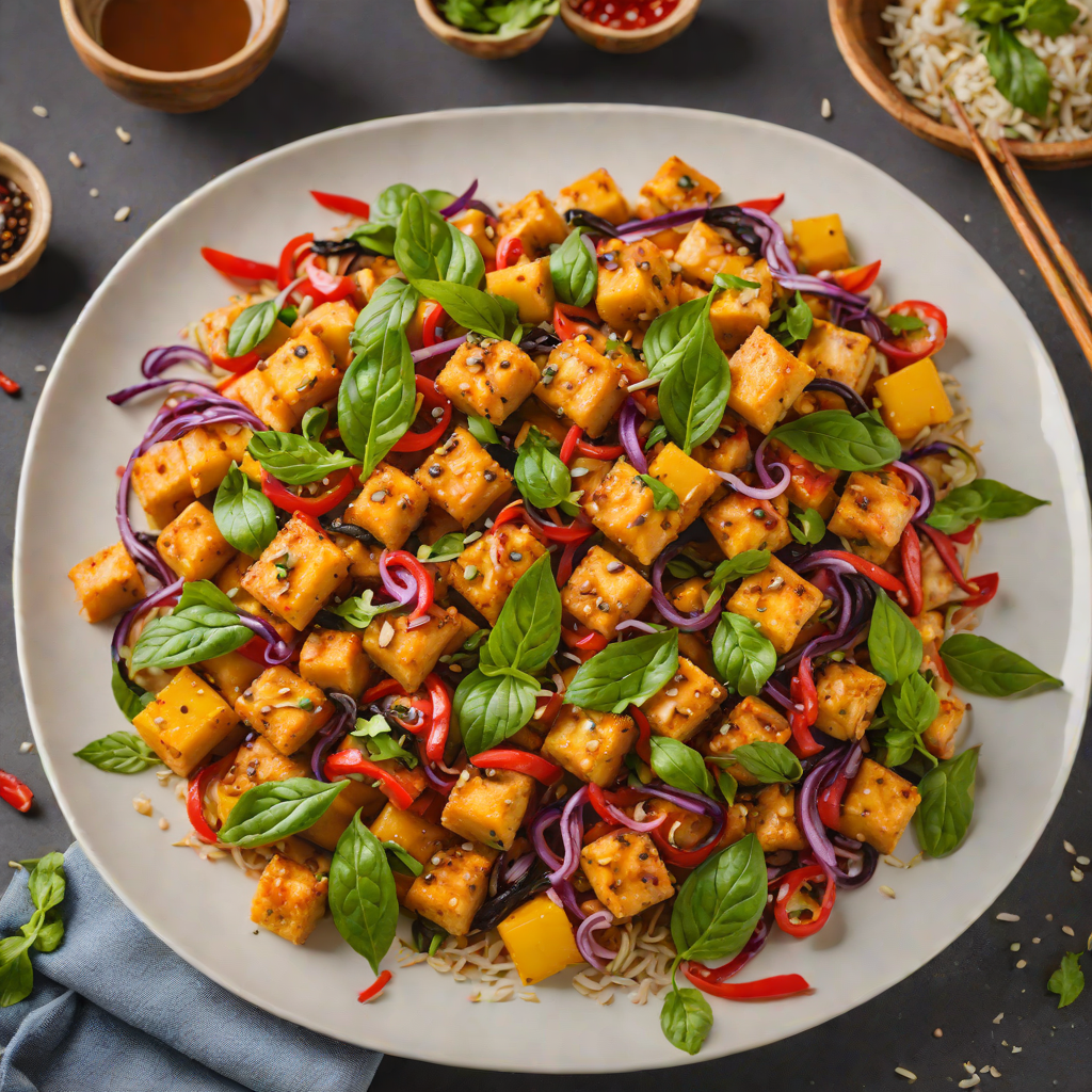 Quick Stir-Fried Thai Basil Tofu with Bell Peppers