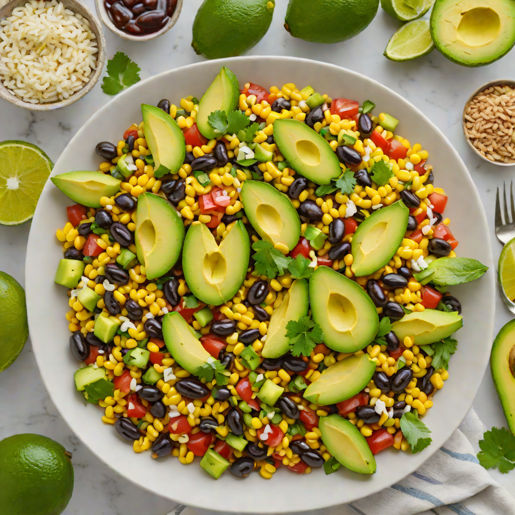 Honey-Lime Black Bean and Corn Salsa with Avocado