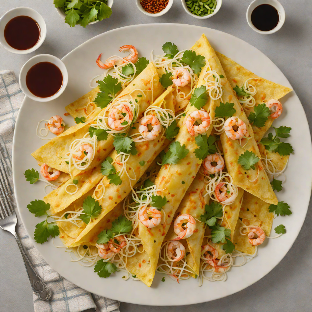 Banh Xeo Savory Vietnamese Rice Crepes with Shrimp and Bean Sprouts