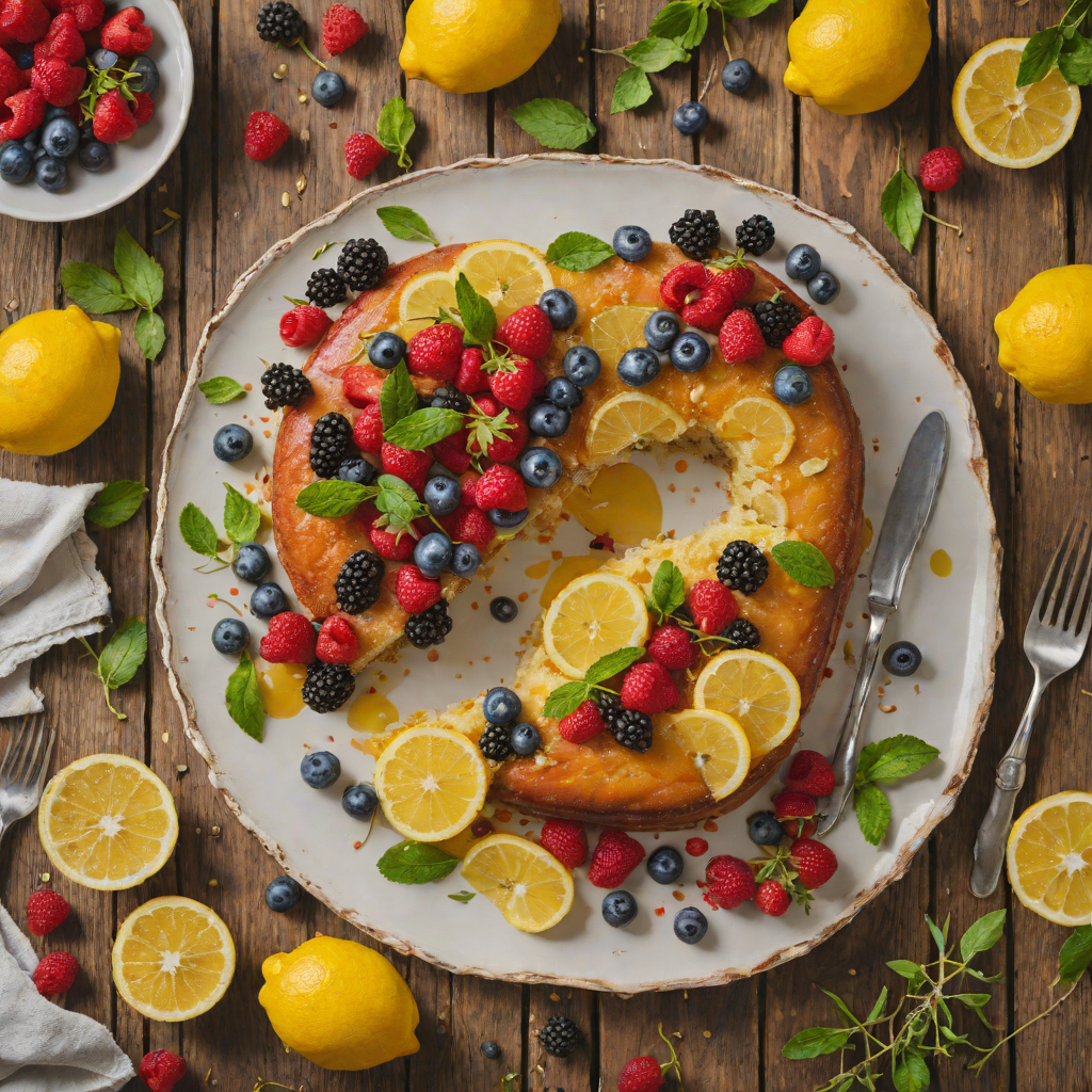 Lemon-Glazed Olive Oil Cake with Fresh Berries