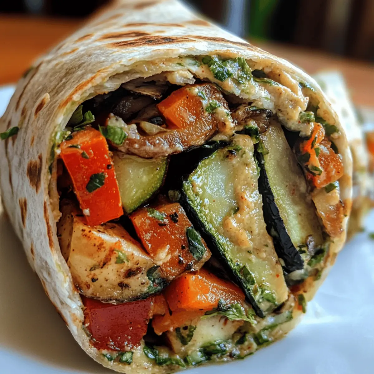 5-Ingredient Roasted Vegetable and Hummus Wrap