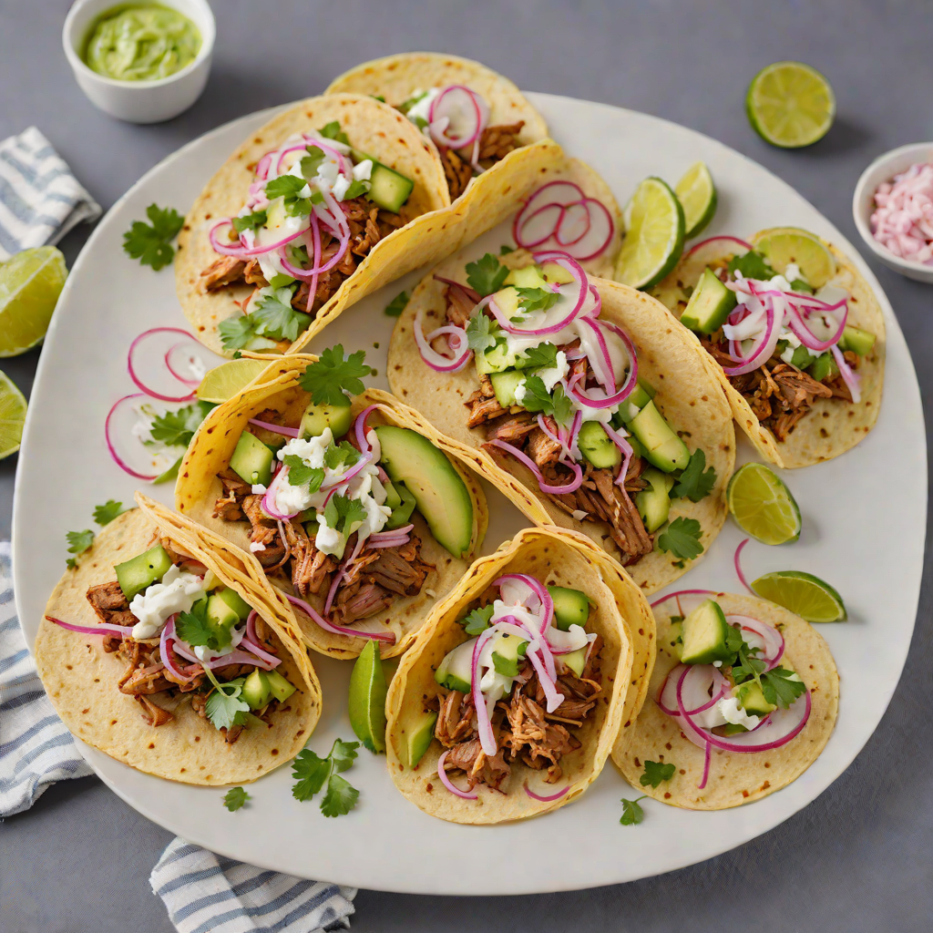 Pan-Fried Pork Tacos with Pickled Red Onion and Avocado Crema