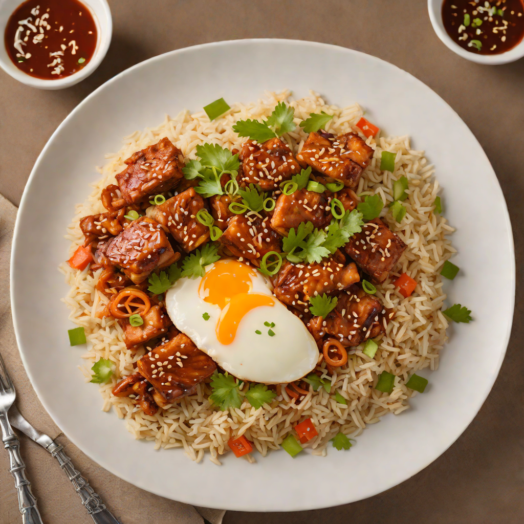 Pan-Seared Korean Spicy Pork with Kimchi Rice