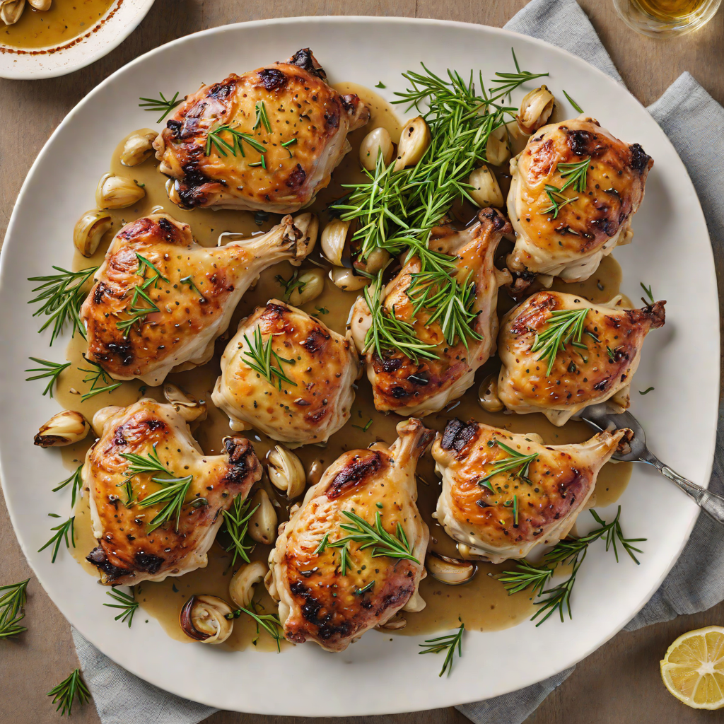 Skillet-Seared Chicken Thighs with Roasted Garlic and Rosemary
