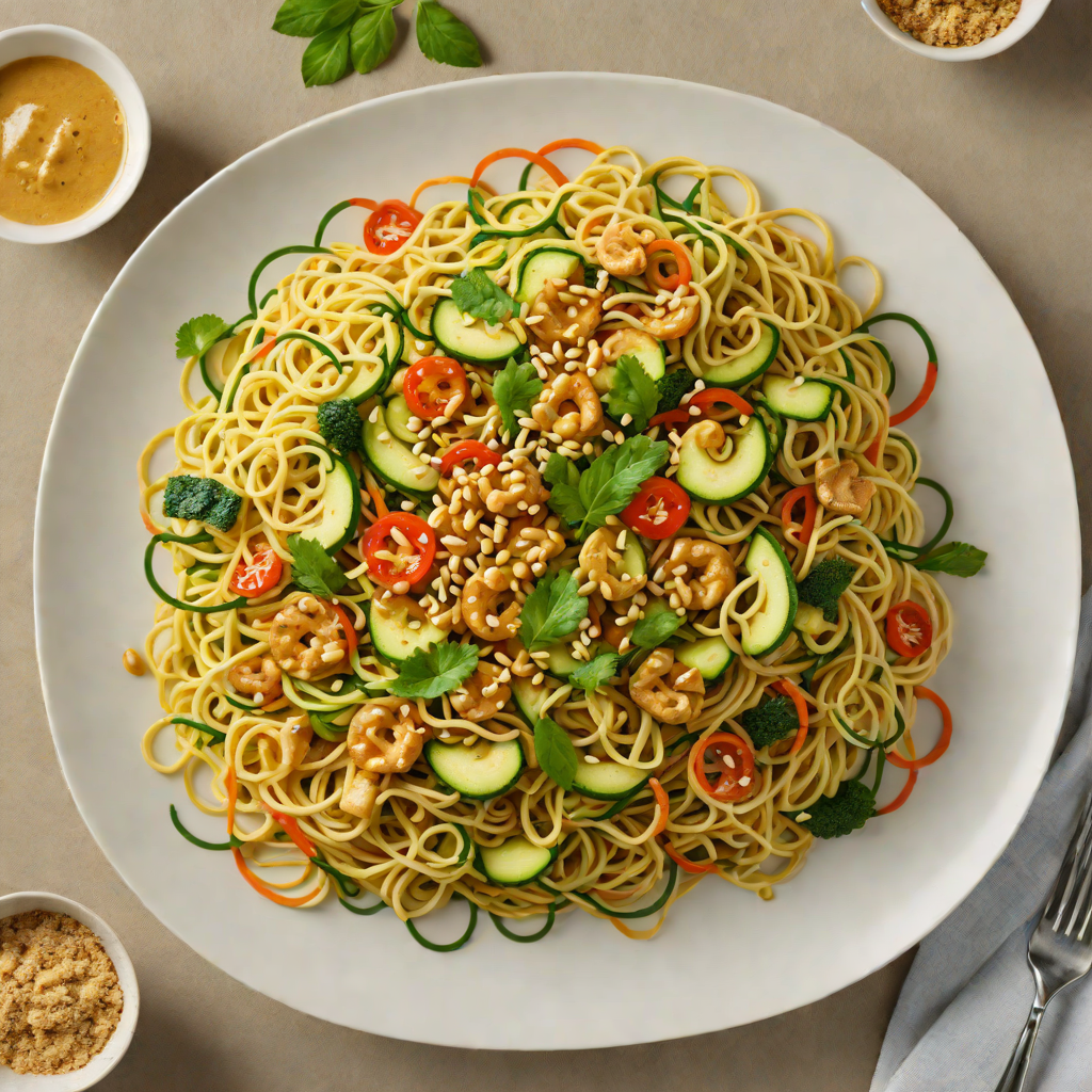Zucchini Noodle Stir-Fry with Ginger and Cashew Butter Sauce