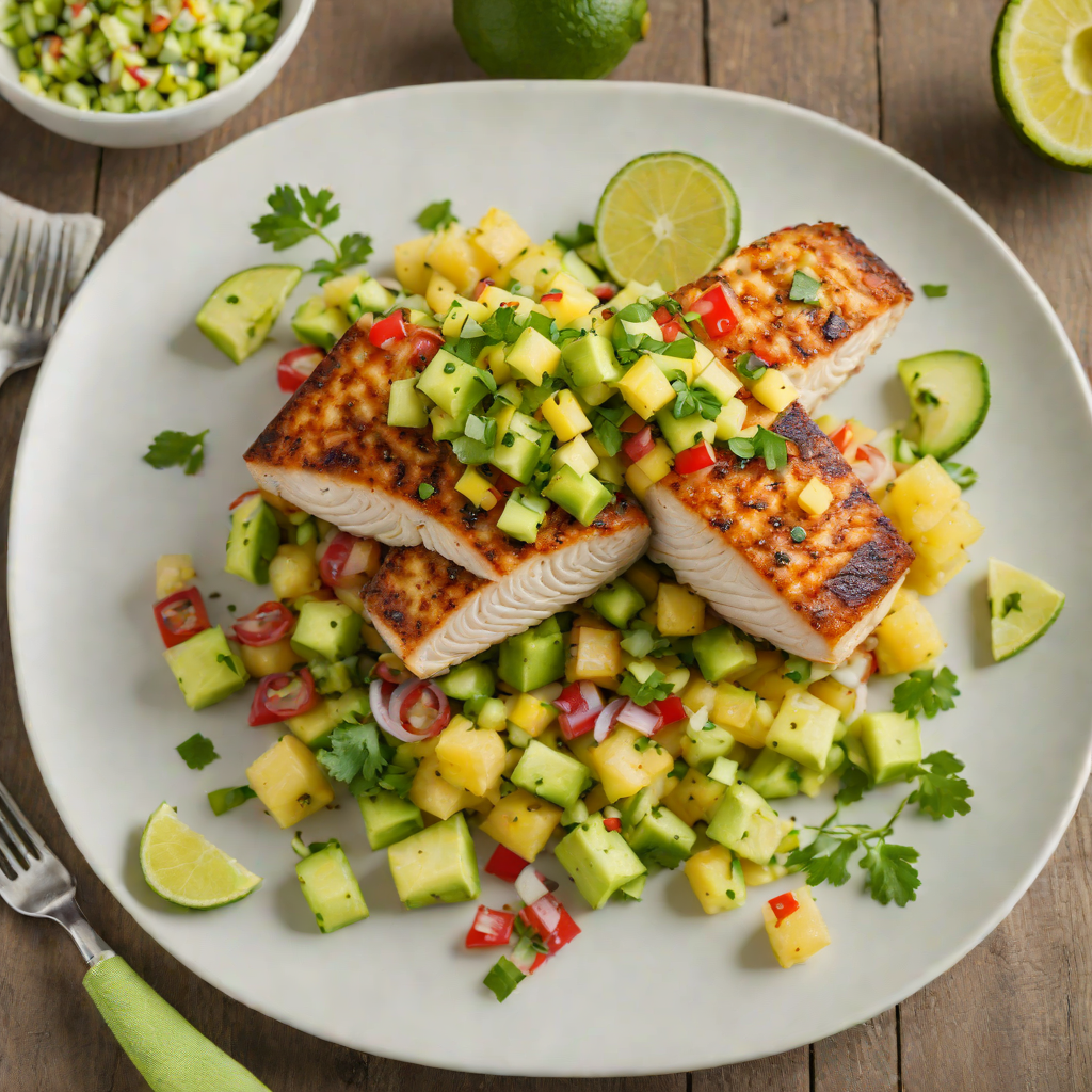 Pan-Seared Mahi Mahi with Tropical Pineapple and Avocado Salsa