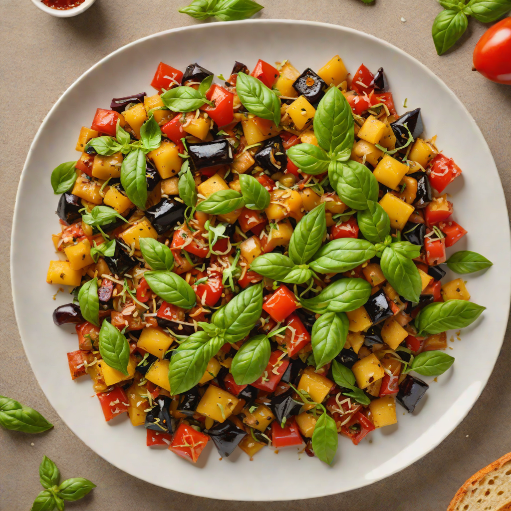 Baked Ratatouille-Caponata with Fresh Basil and Parmesan