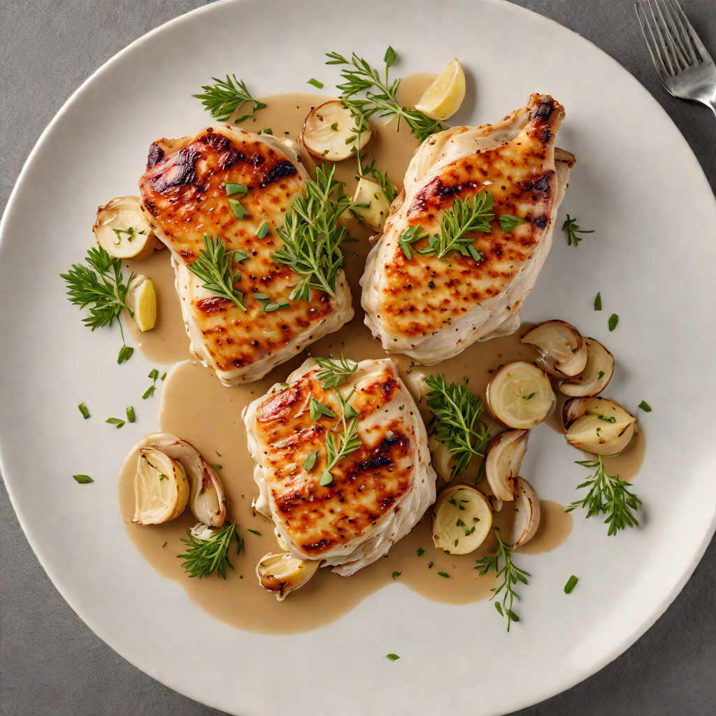 Pan-Seared Chicken with Garlic-Thyme Reduction