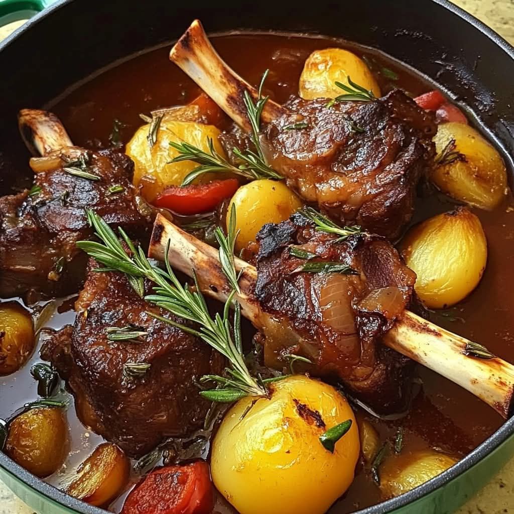 Slow-Cooked Lamb Shanks with Davidson Plum and Rosemary