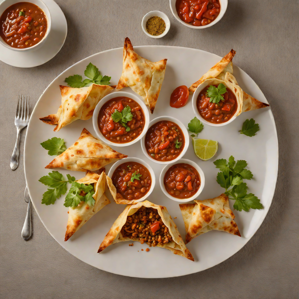 Slow-Cooked Lentil Sambusa with Spiced Tomato Dipping Sauce