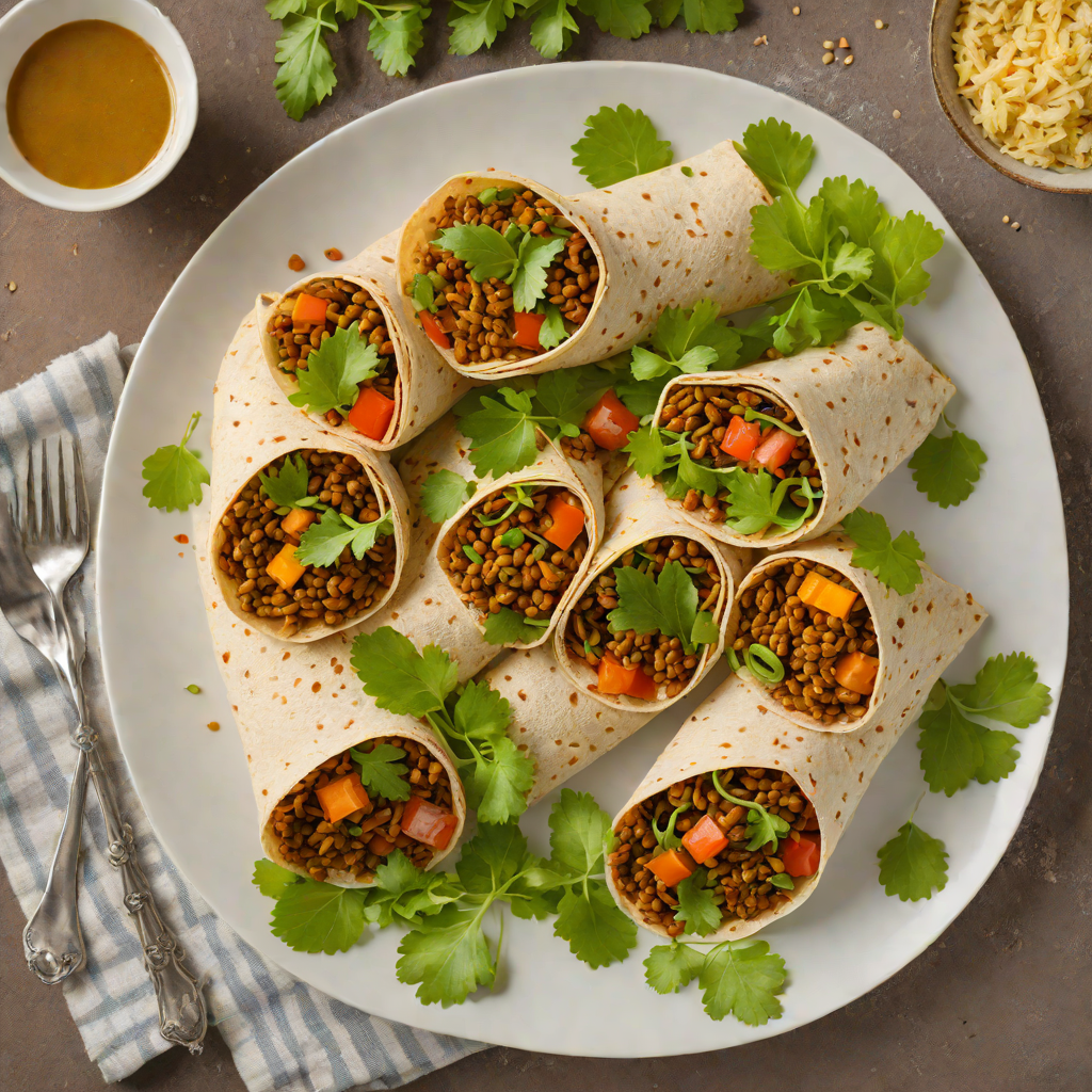 Ethiopian-Inspired Lentil and Injera Wraps with Fresh Herb Salad